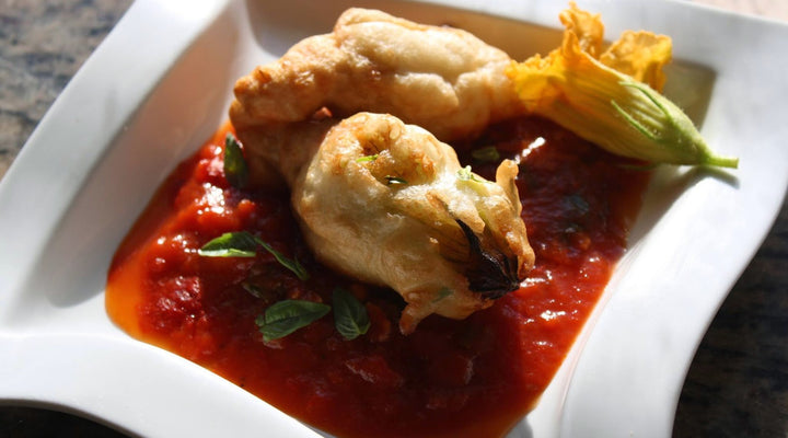 Crab Stuffed Squash Blossoms