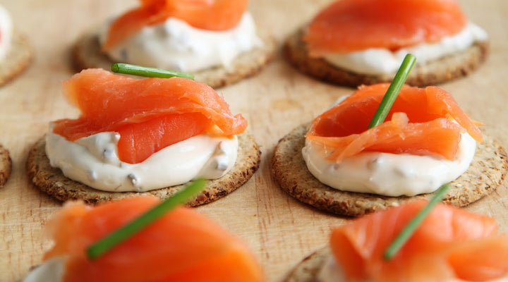 Smoked Salmon Toasts w/ Spicy Herbed Cream Cheese