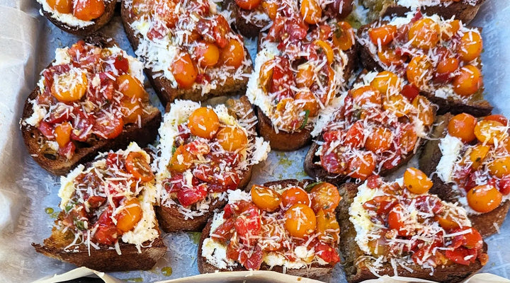 Cherry Tomato Crostini with Whipped Ricotta