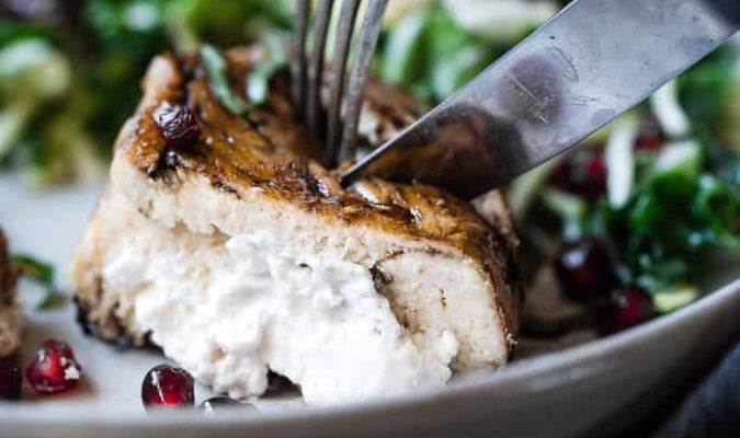 Goat Cheese Stuffed Pomegranate Chicken