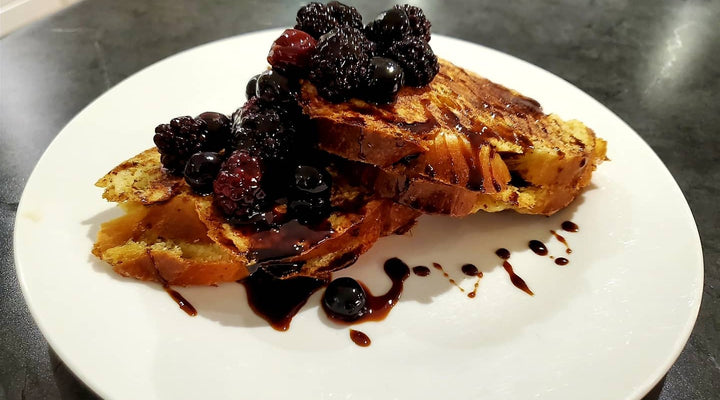 Stuffed French Toast w/ Raspberry Balsamic Sauce