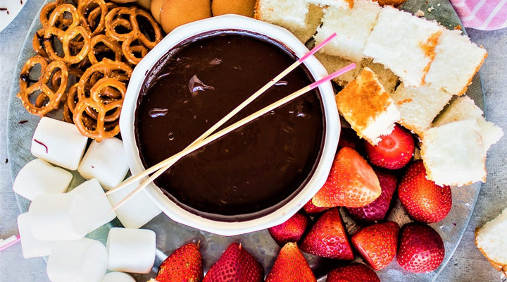 Dark Chocolate Slow-Cooker Fondue W/ Blood Orange Olive Oil & Aged Balsamic
