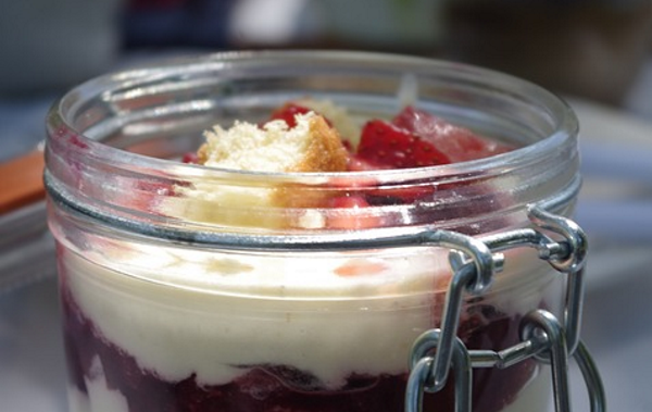 Spring Trifle W/ Butter & Lemon Olive Oil & Peach Balsamic