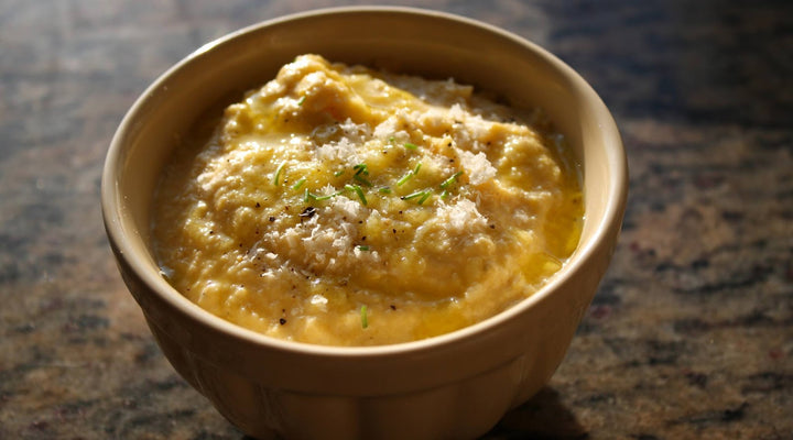 Mashed Golden Cauliflower W/ UP EVOO & Roasted Garlic