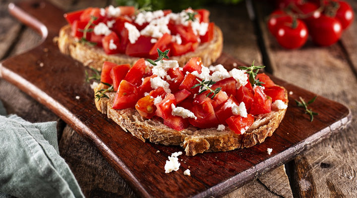 Roasted Cherry Tomato Bruschetta with Basil and Ricotta