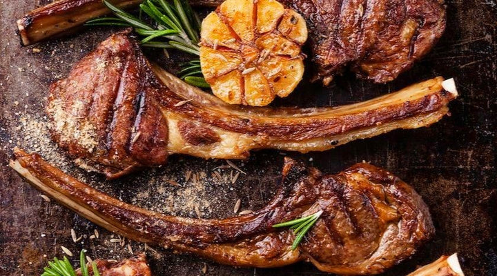 Lamb Chops with Umeboshi Plum Balsamic & Garlic Olive Oil