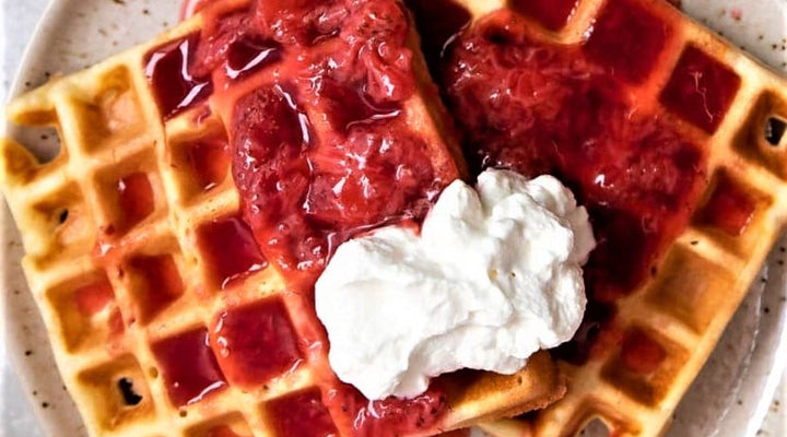 Lemon Waffles w/ Strawberry-Orange Compote
