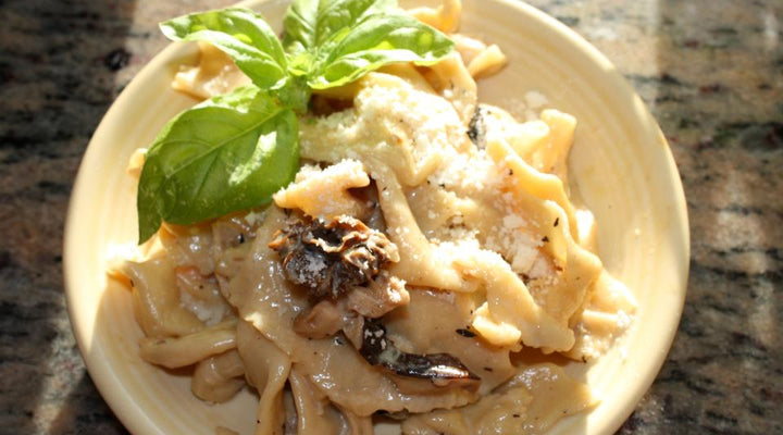 Handmade Fresh Pappardelle W/ Wild Mushroom & Balsamic Cream Sauce